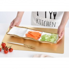 Блюдо для закусок тройное Golden Salerno CER2426WG