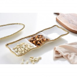 Блюдо для закусок тройное Golden Salerno CER2426WG