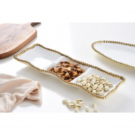 Блюдо для закусок тройное Golden Salerno CER2426WG