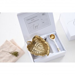 Чаша с ложкой набор подарочный Gold Leaf SET2013